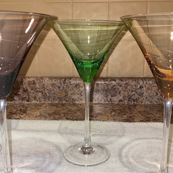 NEW Lenox Swirl Martini Glasses Tuscany Seasons Green Cobalt Amber Amethyst - Picture 4 of 8